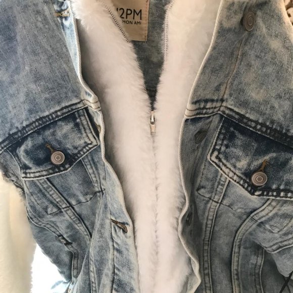 Jean Jacket Faux Fur Hood and Sleeves NEW! - Picture 8 of 15